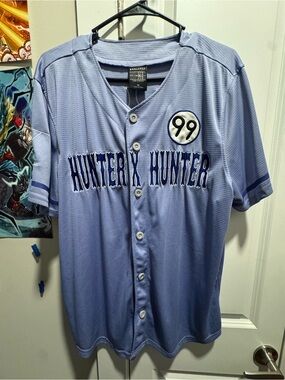 Light Blue Baseball Jersey Shirt Hunter X Hunter Killua